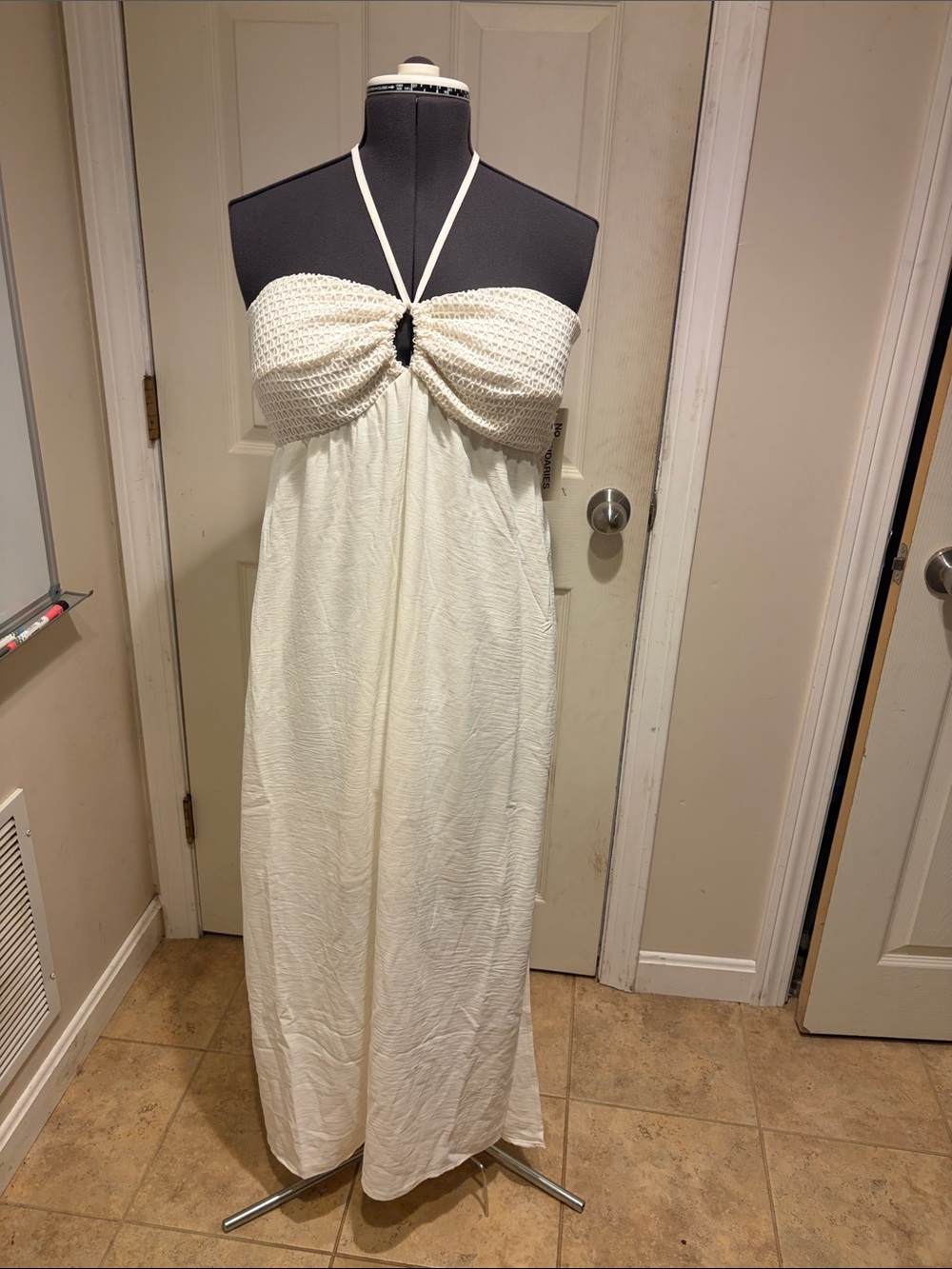 No Boundaries Halter/Strapless Maxi Dress in Winter White XL